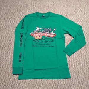 Shankys Whip Shanky and Shireman T Shirt Small Green Irish Whiskey Long Sleeve